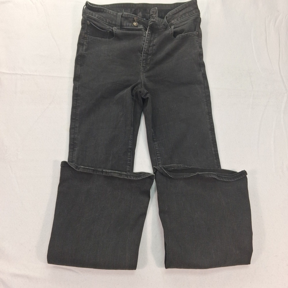 American Eagle Jeans Womens 14 X-Long Next Level Stretch Black Flare EUC